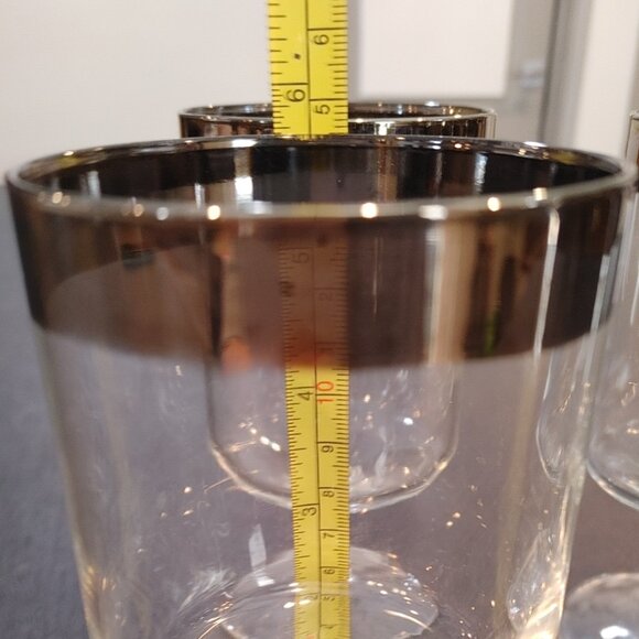 Vintage MCM Dorothy Thorpe Allegro Silver Wide Band Wine Water Goblet Glasses - Picture 7 of 8